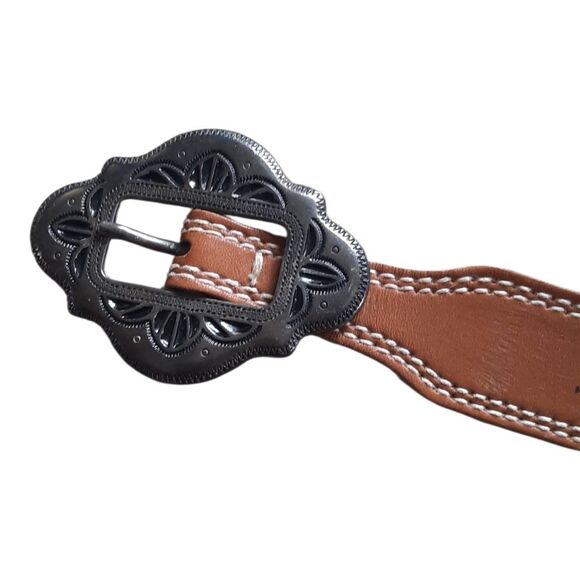 Claiborne Tan Belt with Decorative Black Buckle Size Small main image 5